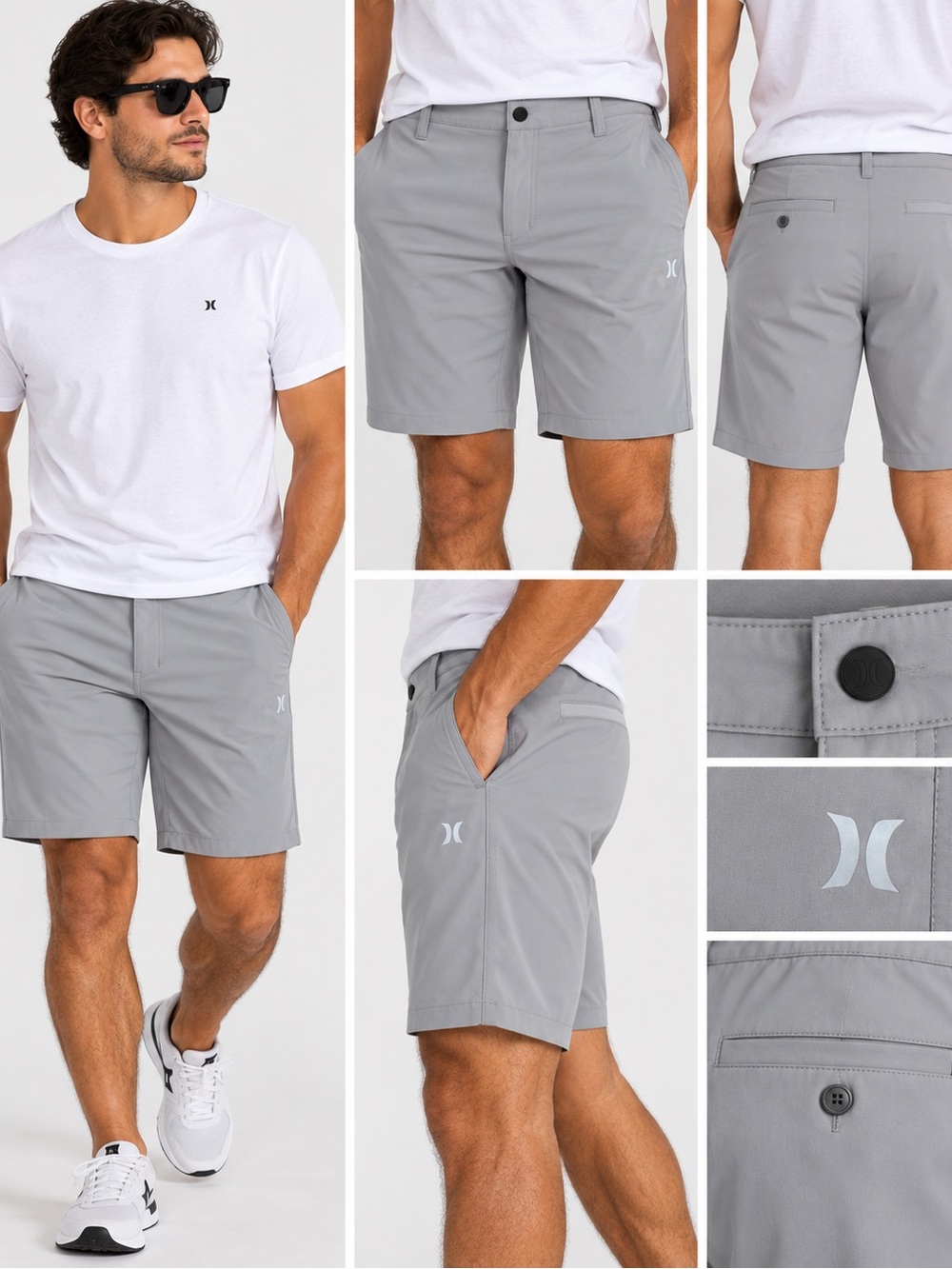 Hurley Men All Day Hybrid Performance Stretch Gray Shorts Quick Dry Size 34